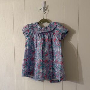 Jacadi Paris Floral Kids Dress - Blue and Pink
